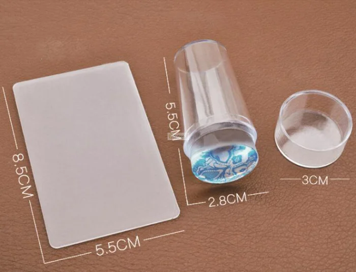 

1set Nail Art Silicone Stamp Scraper 2.8 cm Transparent Nail transfer pattern plate Stamper Clear Stamping Tools