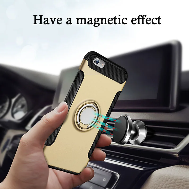 Heavy Duty Protection Anti-knock kickstand Bumper For iPhone X XS Metallic Mobile phone bags Fitted Cases With Finger Ring | Мобильные