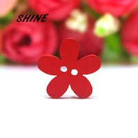shine 100pcs wooden sewing button scrapbooking flower mixed two holes 15mm costura botones bottoni botoes