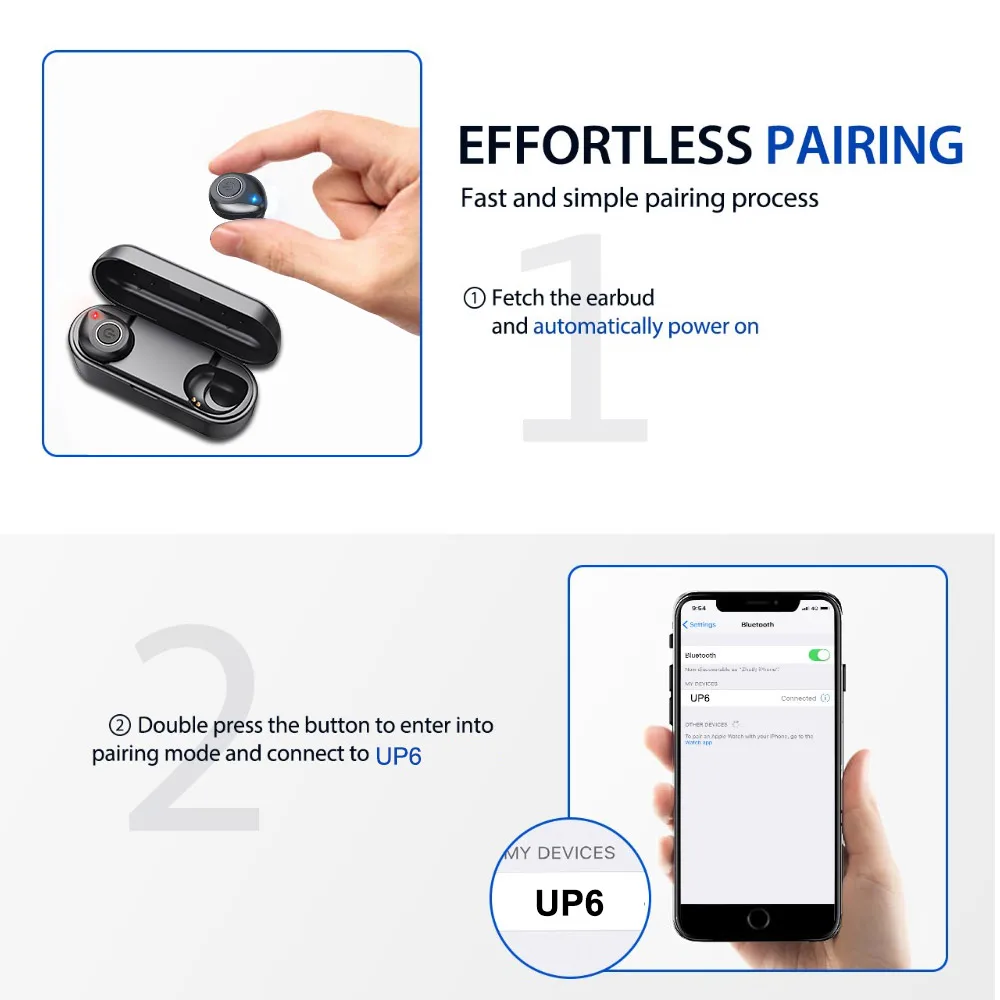 ALWUP Bluetooth 5 0 TWS беспроводные наушники 3D стерео гарнитура Спортивная для телефона с
