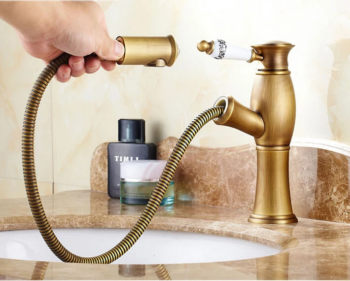 Смеситель для раковины в ванную комнату с выдвижной насадкой|faucet bronze|faucets tapsfaucet