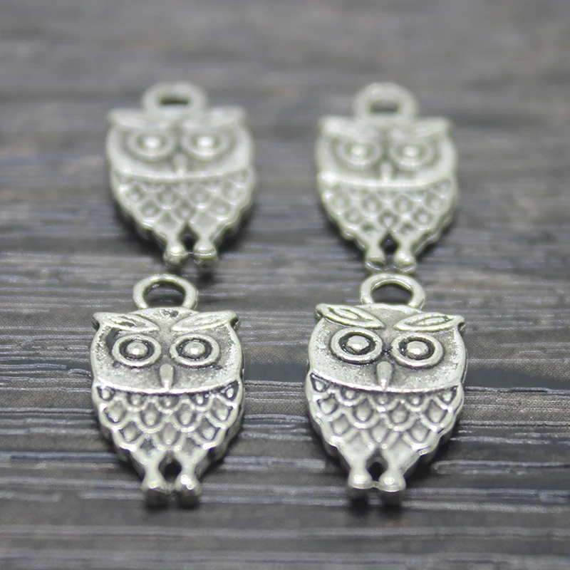 30pcs-- Owl charms /pendants 18 x 7mm tibetan silver tone | Pendants