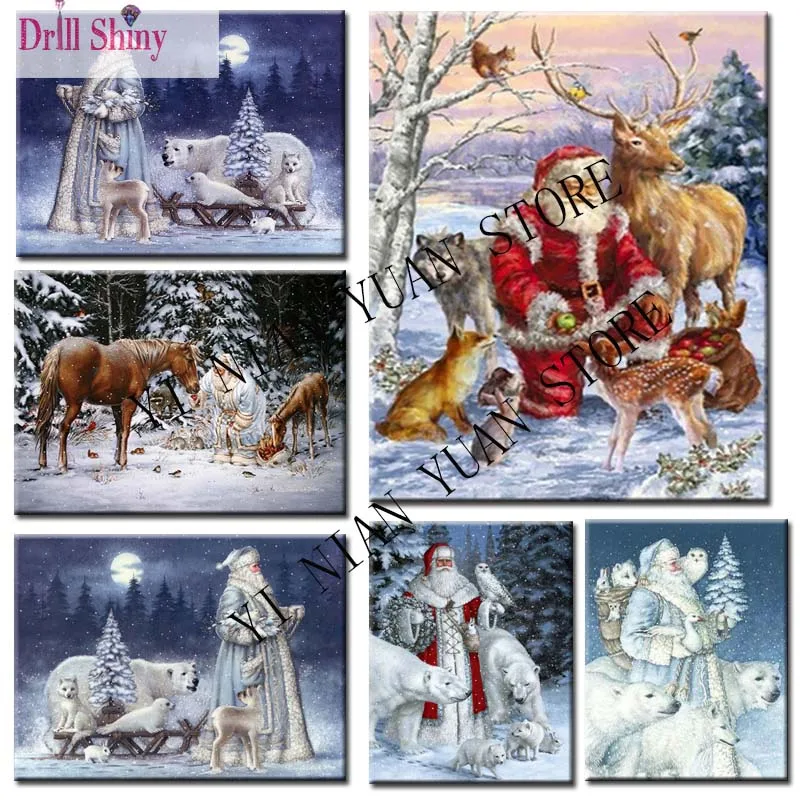 Алмазная вышивка Санта Клаус олень животные рождественские наборы квадратная
