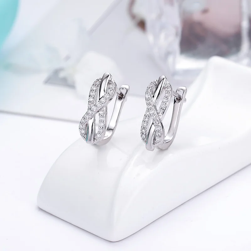 MAIKALE, классические геометрические серьги-гвоздики, кубический цирконий, бесконечность, очаровательные серьги, золото, серебро, милые корейские серьги для женщин, подарки