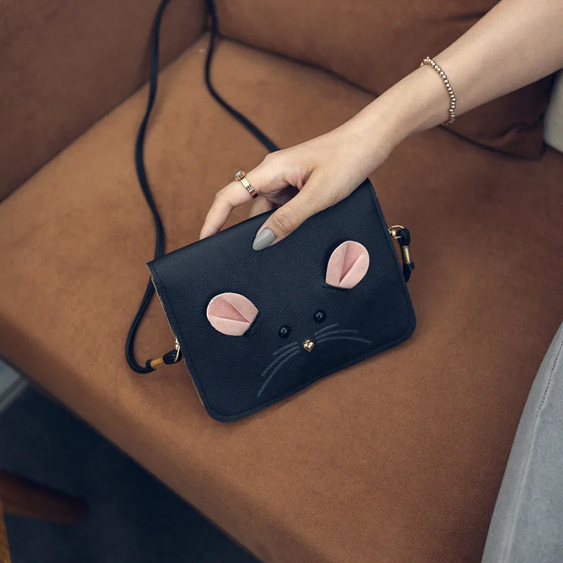 Модная Милая женская сумка через плечо Маленькая квадратная мессенджер с мышкой
