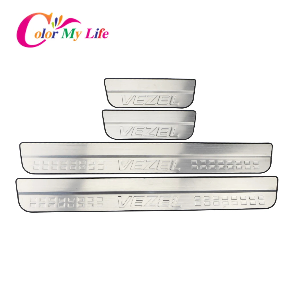 Накладка на порог автомобильной двери из нержавеющей стали 4 шт./компл. для Honda Vezel