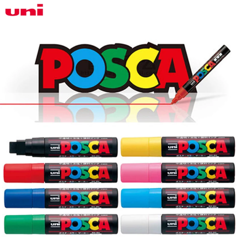 8 цветов Набор Mitsubishi Uni Posca PC-17K маркер для краски ручка-Экстра Широкий Tip-15mm Маркер ручки Офисные и Школьные принадлежности