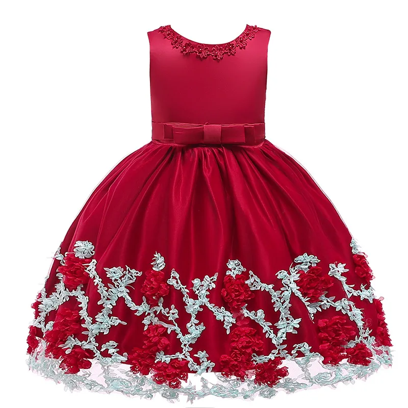 

Новые стильные платья для девочек, детское праздничное бальное платье без рукавов из тюля с цветами, модная детская одежда принцессы