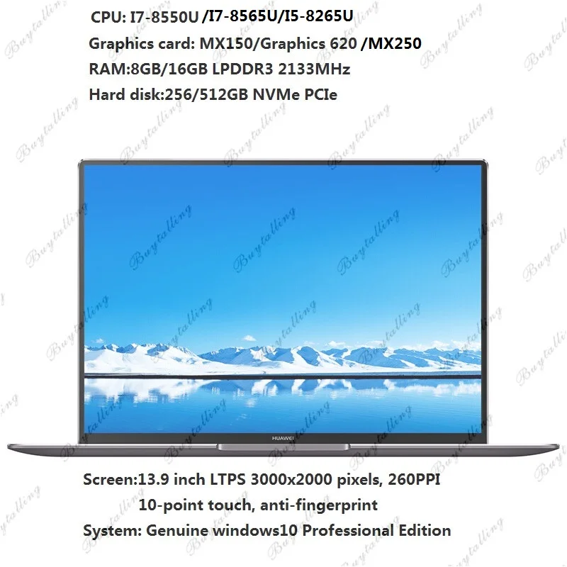 Ноутбук HUAWEI MateBook X Pro оригинальный ноутбук с диагональю 13 9 дюйма Intel Core ОЗУ 8 Гб ПЗУ