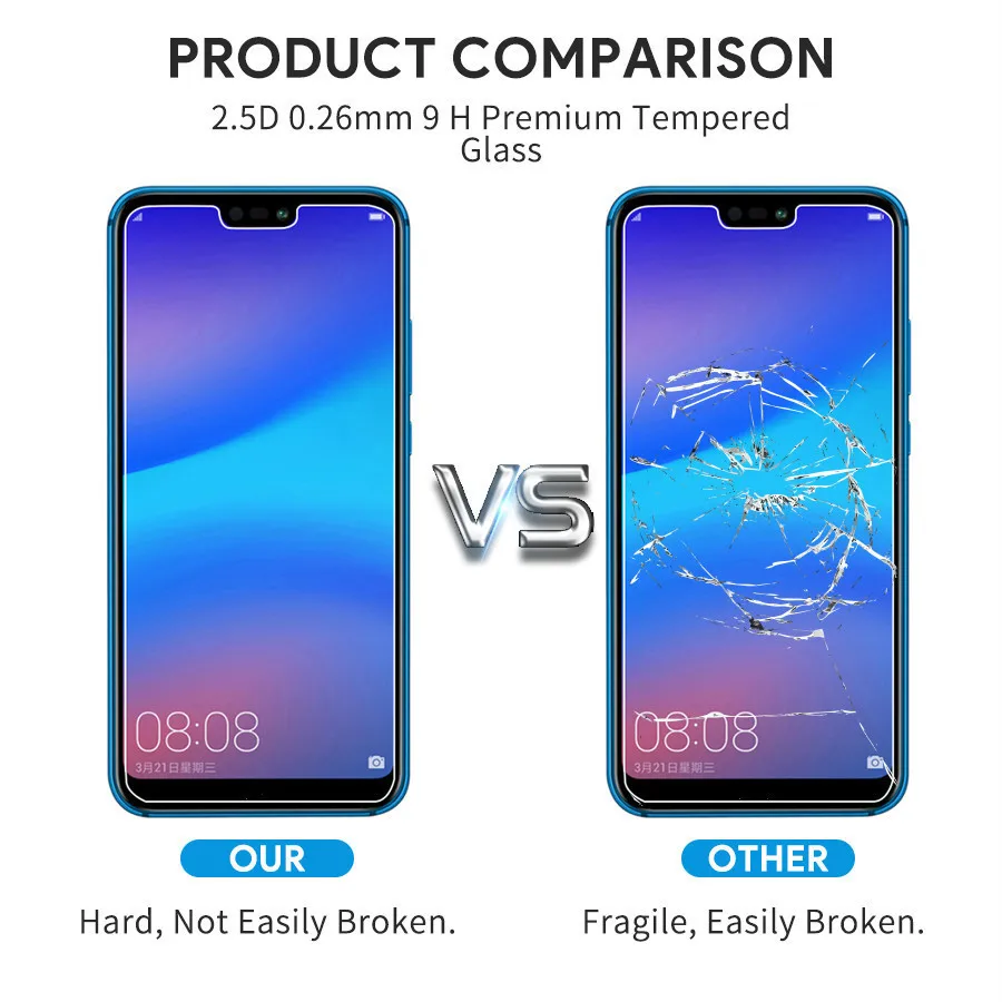 2.5D HD закаленное стекло для Huawei P30 P10 P20 Lite Защита экрана P9 P8 2017 2016 2015 прозрачное