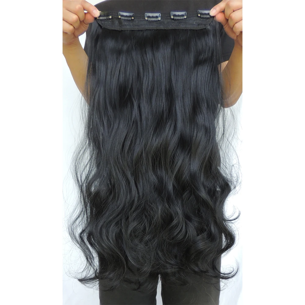 Cabelo синтетического или мега наращивание волос синтетический 5 clip in extension piece jet black