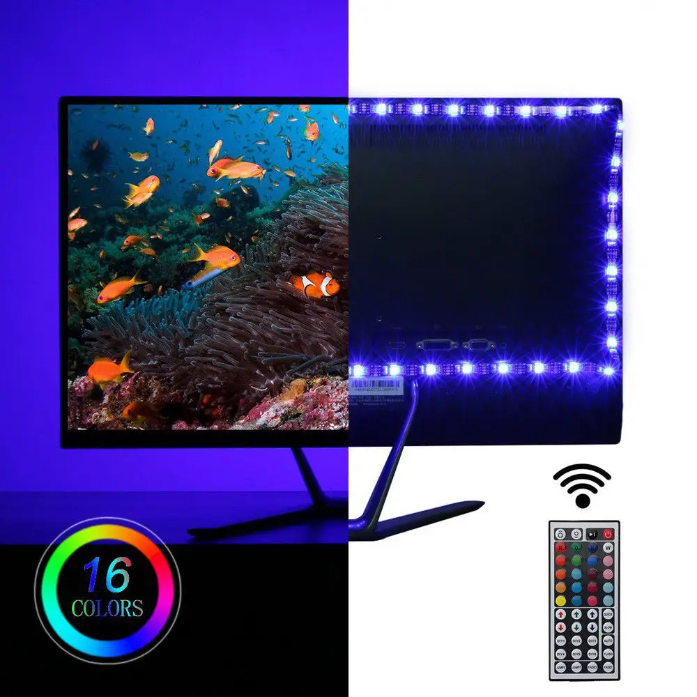 Светодиодная лента 5 в USB 5050 RGB 2x50 см 2x100 SMD бар ТВ фон компьютерное освещение