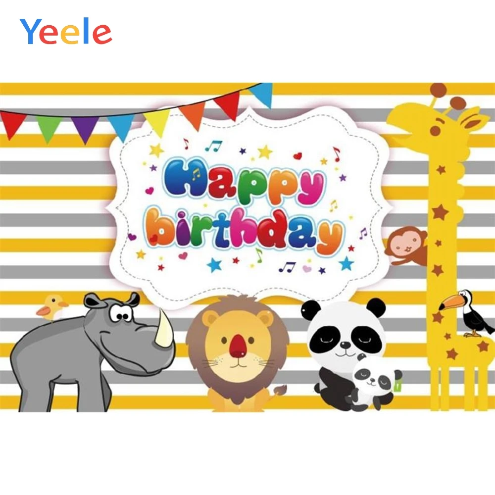 Yeele мультфильм полоса панда слон день рождения фотографические фоны
