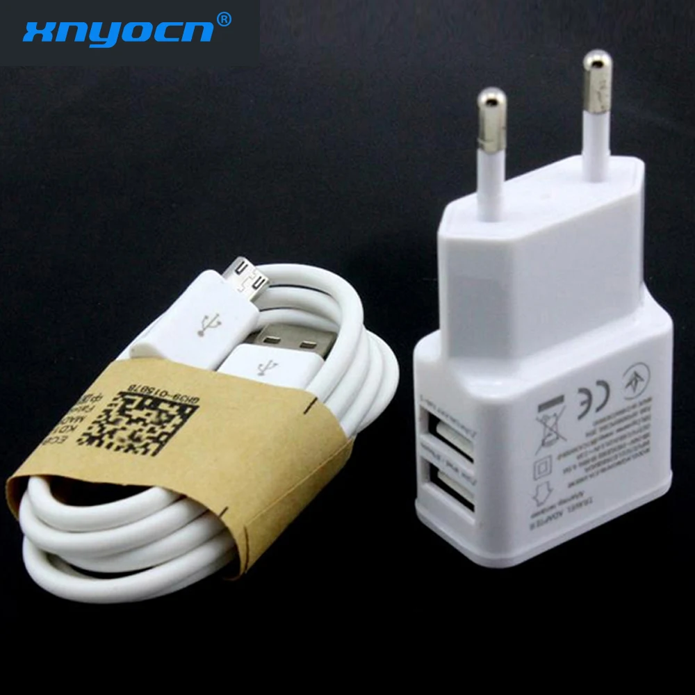 Оригинальное Сетевое зарядное устройство с двумя разъемами USB 2A 5 В EU кабель micro