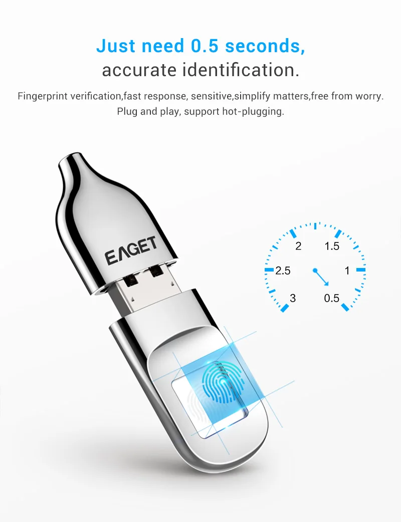 EAGET USB Флешка 64 ГБ Накопитель Отпечатков Пальцев Компактный Накопитель С Шифрованием 32GB USB Флэш-Накопитель Флкшка Для Ноутбука PC
