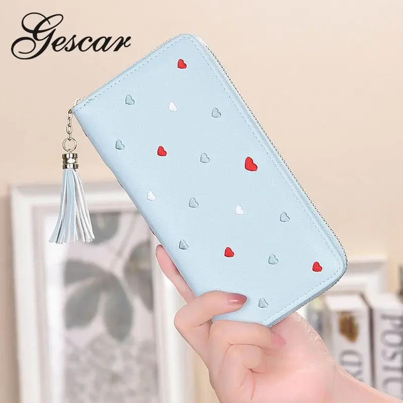 Gescar Ленточки бумажник прекрасный в форме сердца кожа Зажимы для денег леди