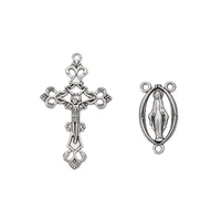 pandahall 10sets rosary cross and center sets for rosary bead necklace making alloy crucifix cross pendants and virgin links
