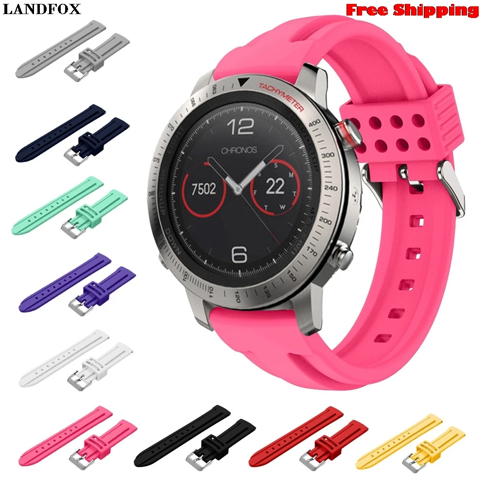 LANDFOX (USA Respone) сменный силиконовый мягкий ремешок браслет для Garmin Fenix Chronos GPS часы