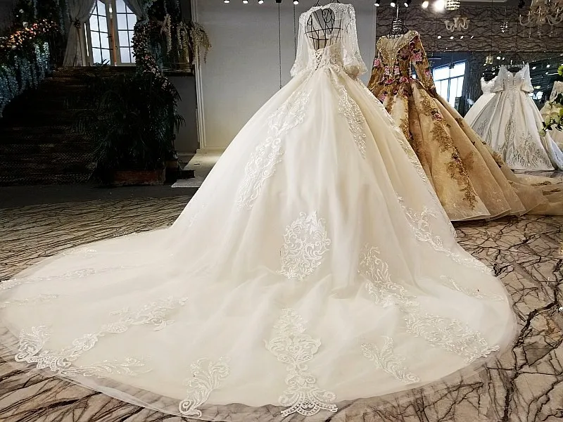 LS32187 свадебное платье с рукавами100% реальный от белого фонаря рукава бисером