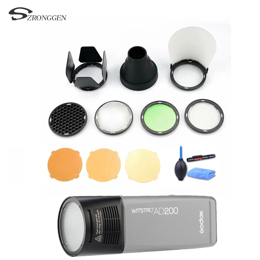 Godox H200R вспышка головка удлинитель + AK R1 Barn дверь тубус Цветной фильтр отражатель