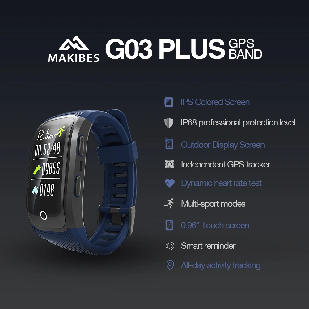 Makibes G03 плюс цветной экран мужские часы фитнес трекер Браслет IP68