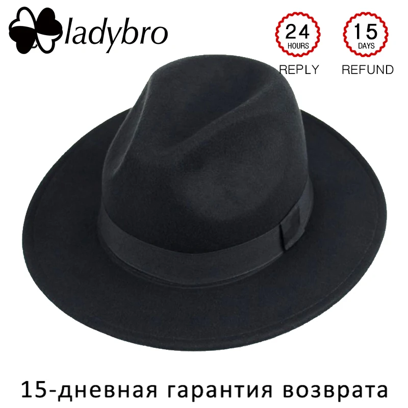 Панама с широкими полями Ladybro женская шапка на осень и зиму мужская имитацией
