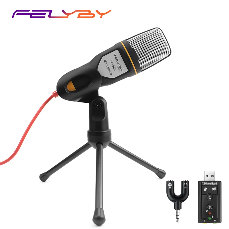 Профессиональный конденсаторный микрофон FELYBY для компьютера проводной