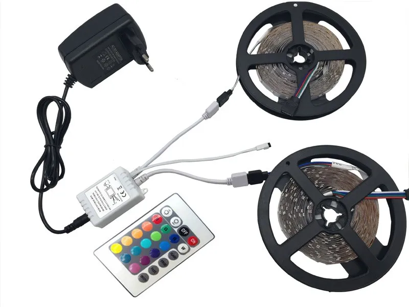 Светодиодный светильник 2835 SMD RGB лента 5 м 10 м 15 м 20 м DC12V 3528 5050 Гибкая RGB Светодиодная лента e лента Диод+ WiFi контроллер+ адаптер