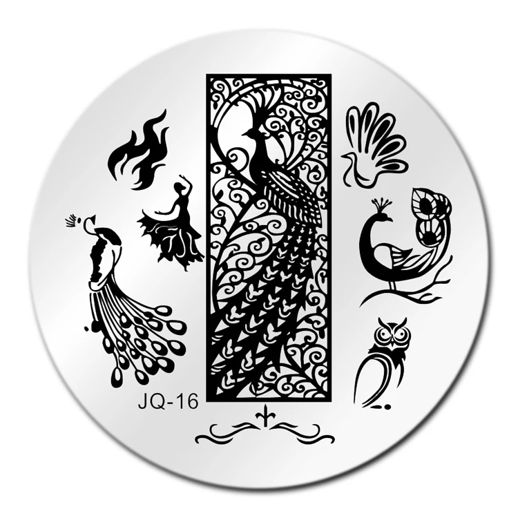 

Павлин Сова шаблон для стемпинга для нейл-арта Image Plate JQ16 пластины для стемпинга ногтей маникюр набор трафаретов для лака для ногтей, 3D Сталь ...