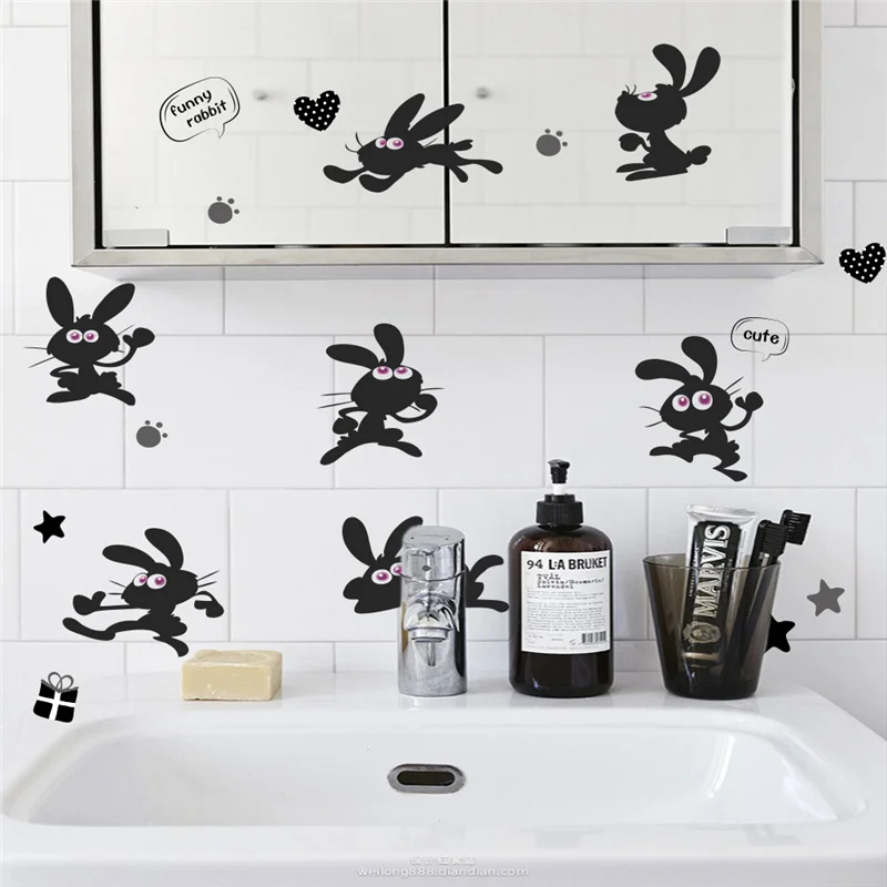 

fuuny rabbit wall sticker switch children kids nursery bedroom living room decor wall decals