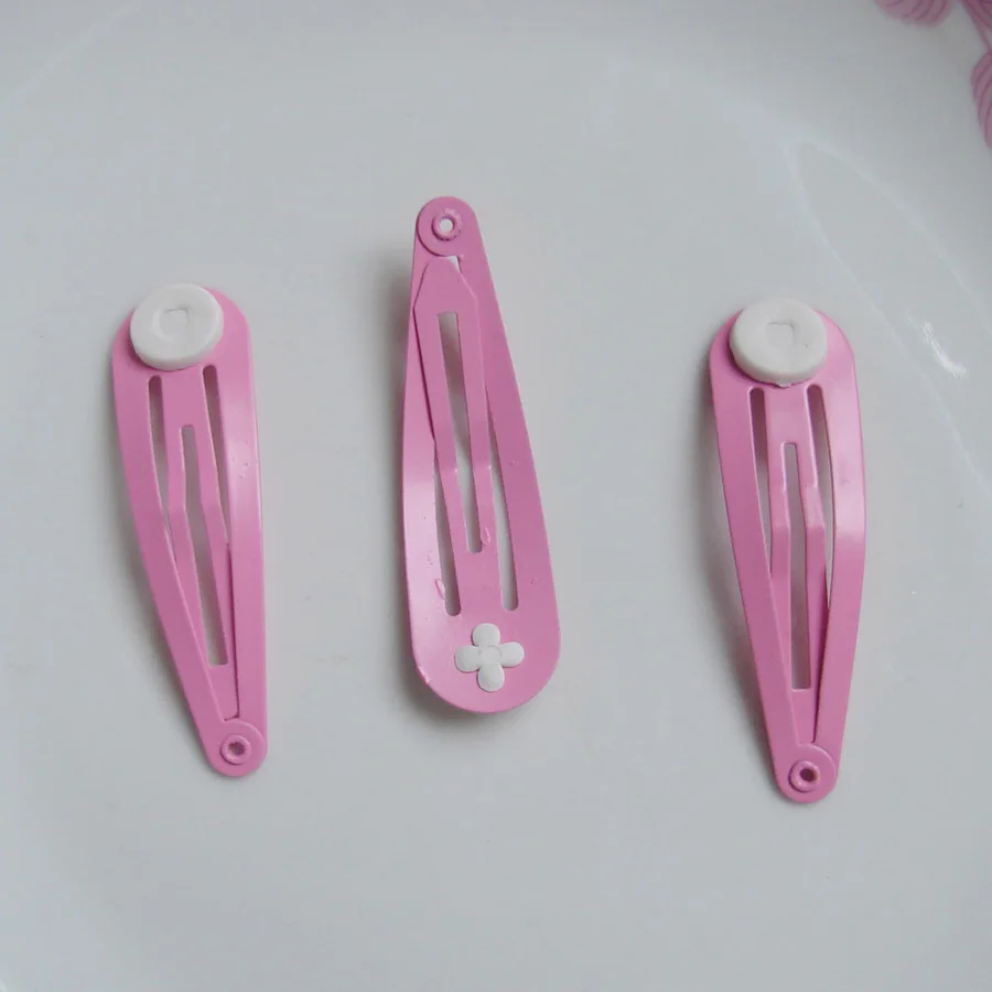 Baby Pink hair clips 10 шт. 5,0 см металлические заколки для волос DIY детский бант для волос простые заколки без никеля без свинца - Цвет: Baby Pink hair clips