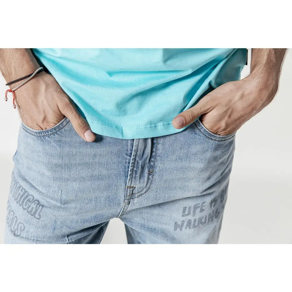 Демисезонные мужские джинсы SIMWOOD рваные джинсовые брюки с принтом Буквы штаны из