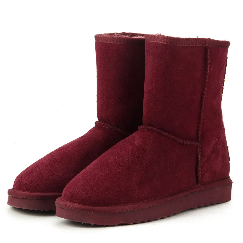 Wine Red JXANG/Классические Водонепроницаемые зимние ботинки из натуральной кожи наивысшего качества; шерстяные женские ботинки; теплая зимняя обувь для женщин; большие размеры - Цвет: Wine Red