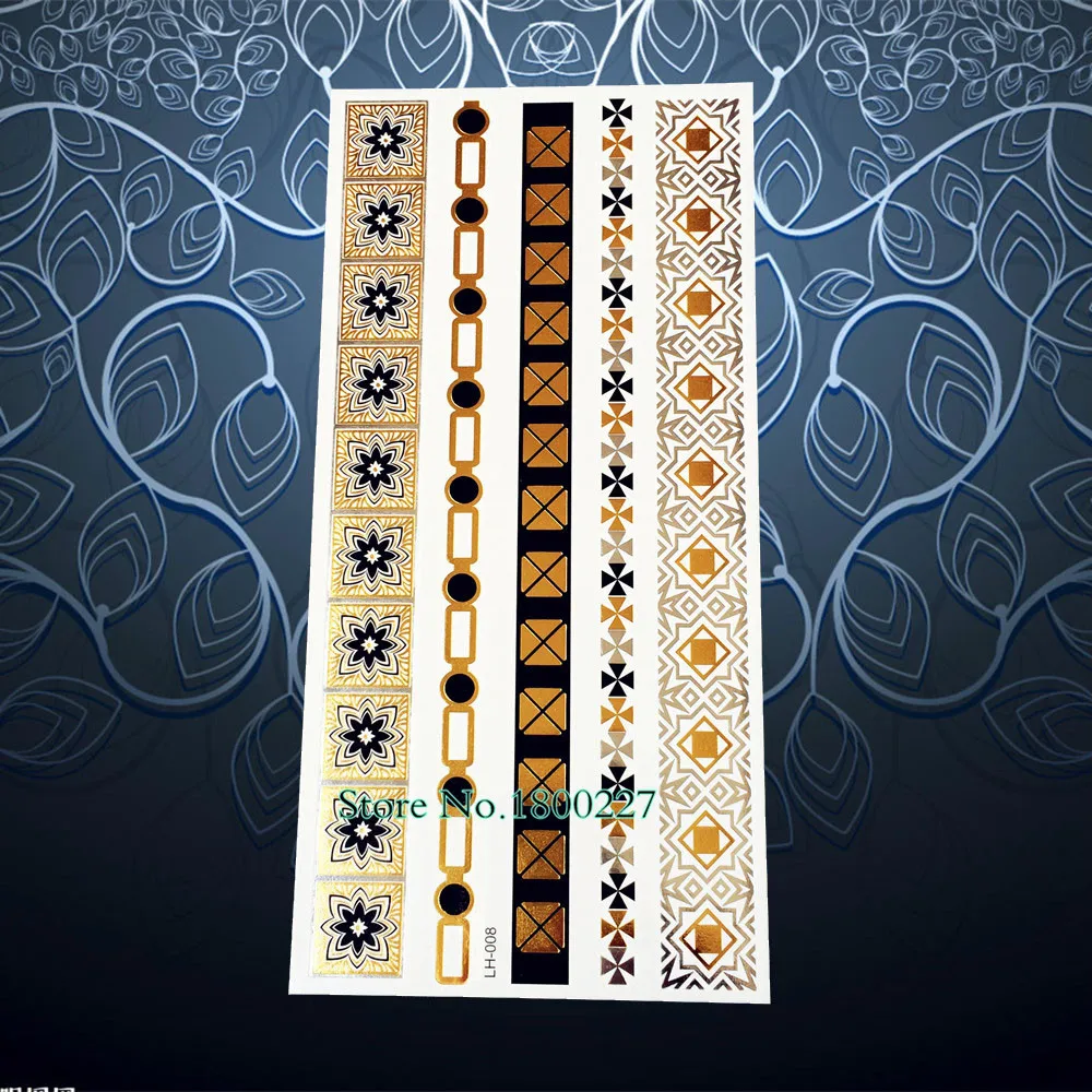 Кристальный драгоценный камень дизайн поддельная хна Золотая временная