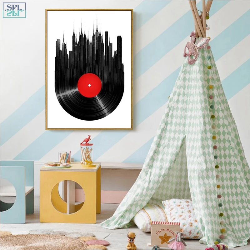 SPLSPL Современное украшение Настенная картина креативный Черный CD Музыка