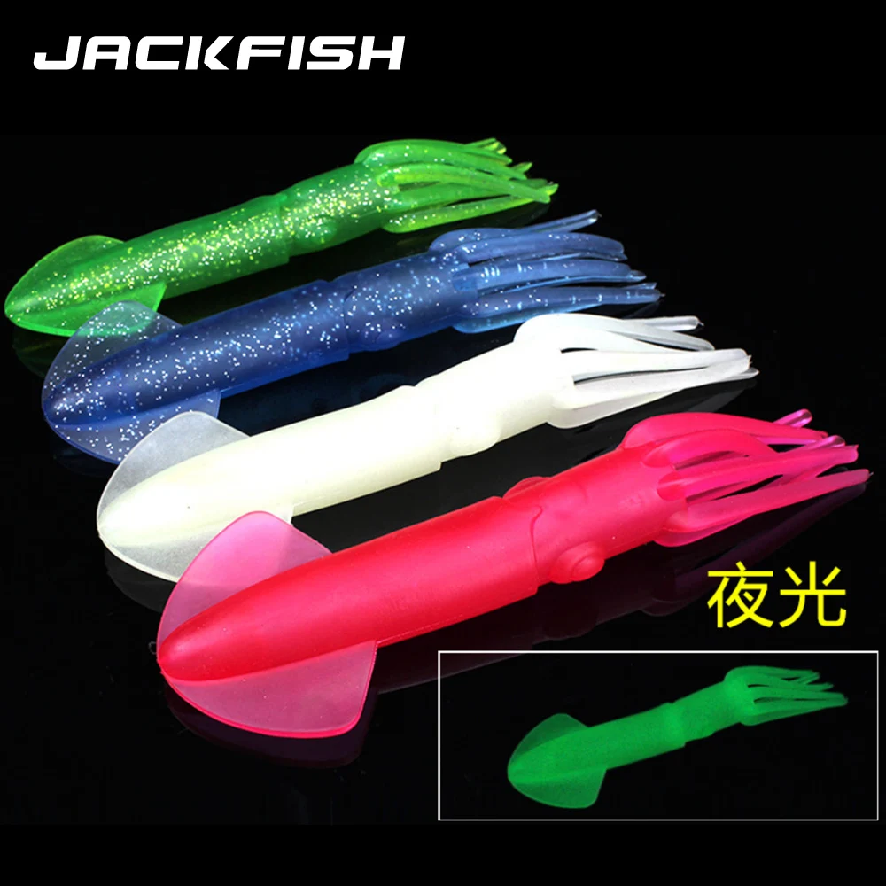 

JACKFISH Luminous soft bait big Squid baits 22cm/70g Artificial Soft Fishing Lures fishing tackle for Night fishing