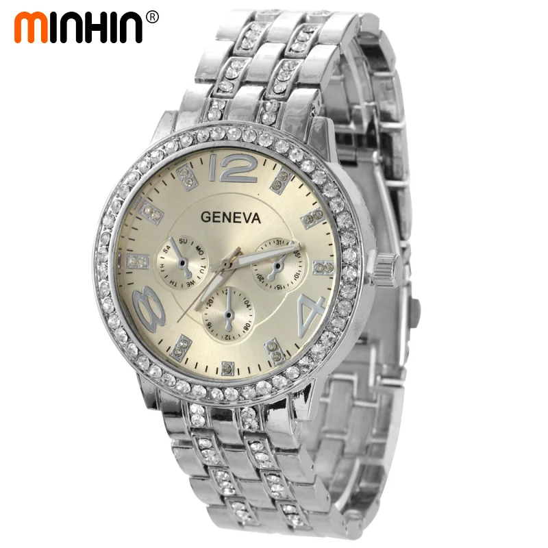 Женские кварцевые наручные часы MINHIN повседневные из нержавеющей стали с