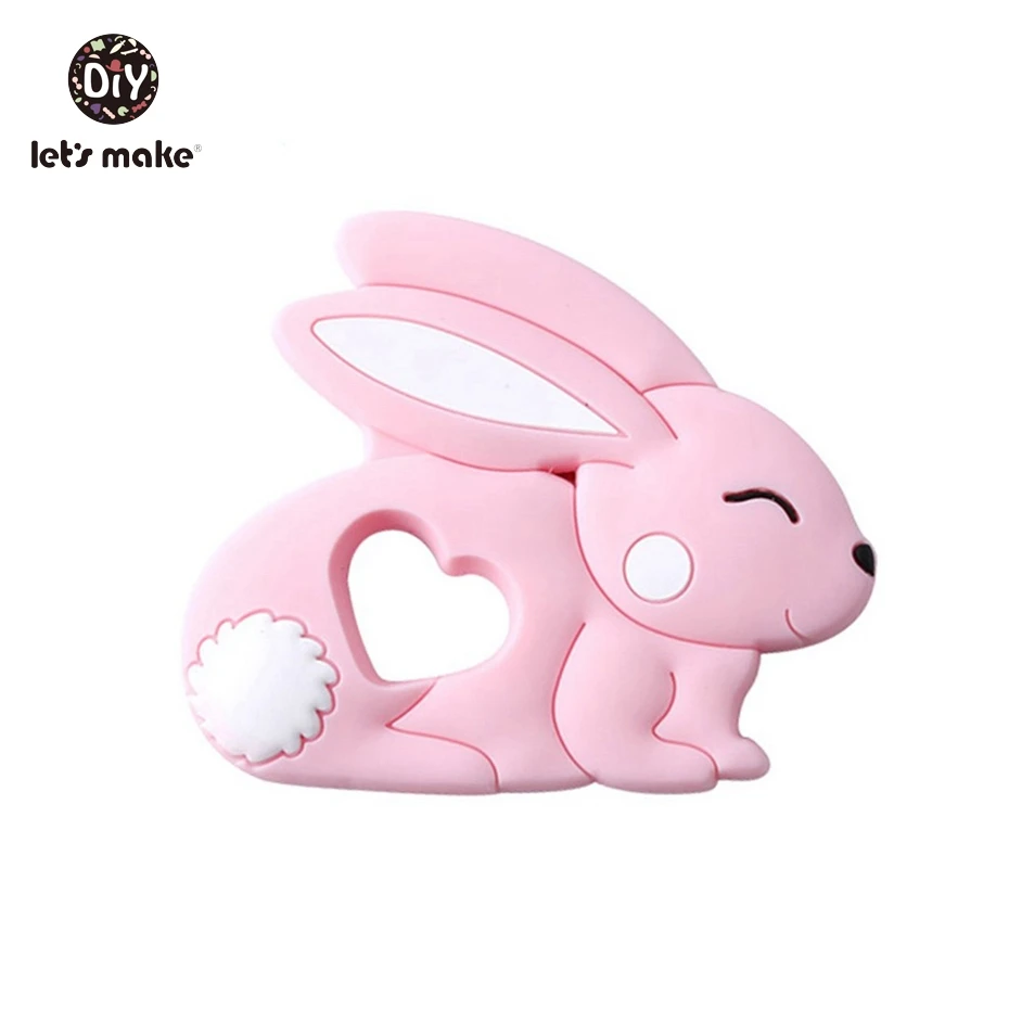 pink Детские игрушки, силиконовая подвеска в виде кролика, 1 шт., силиконовый милый кролик, сделай сам, детские ювелирные изделия, сделай сам, ручная работа, силиконовые детские грызунки-погремушки - Цвет: pink