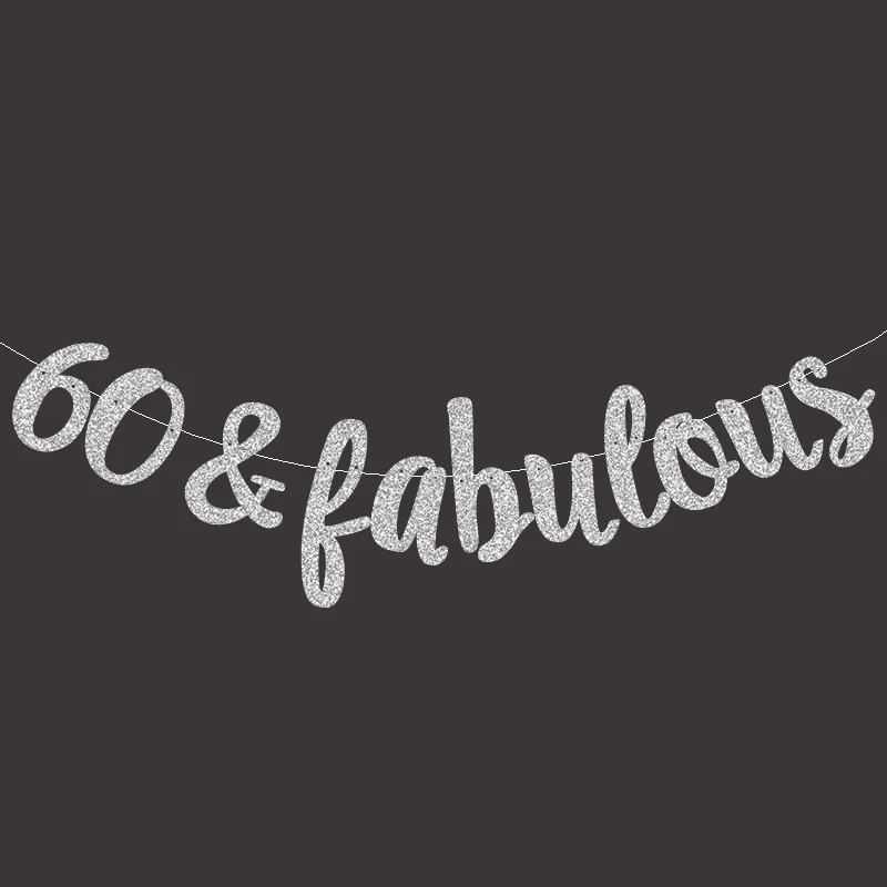 Золотистый/черный/серебристый Блестящий 60 и сказочный баннер 60-й день рождения