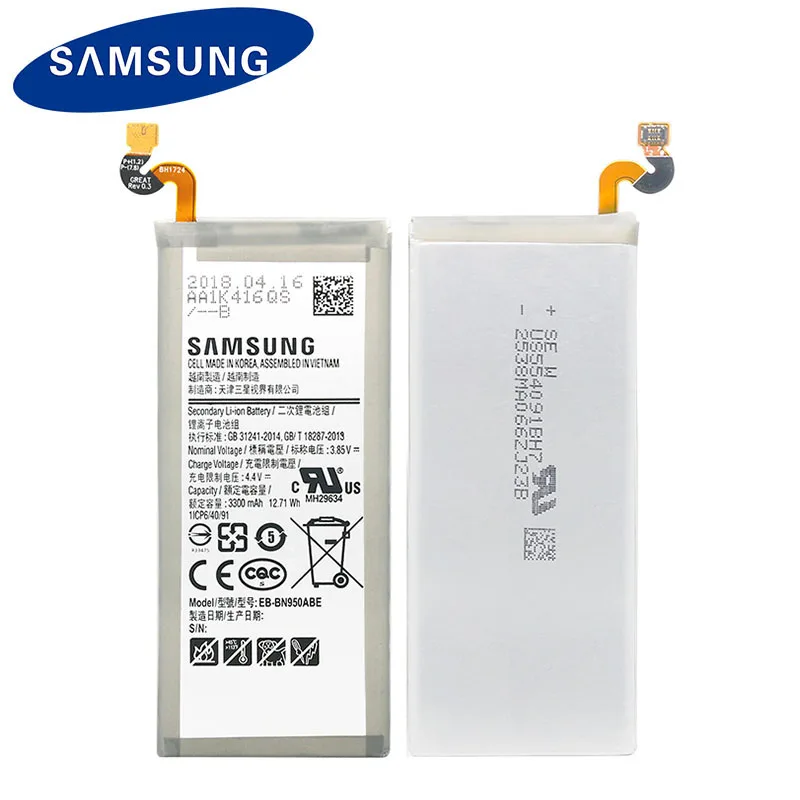 100% Оригинальный Новый samsung Note 8 Аккумулятор для N950 N950F N950U N950N EB BN950ABE 3300 мАч