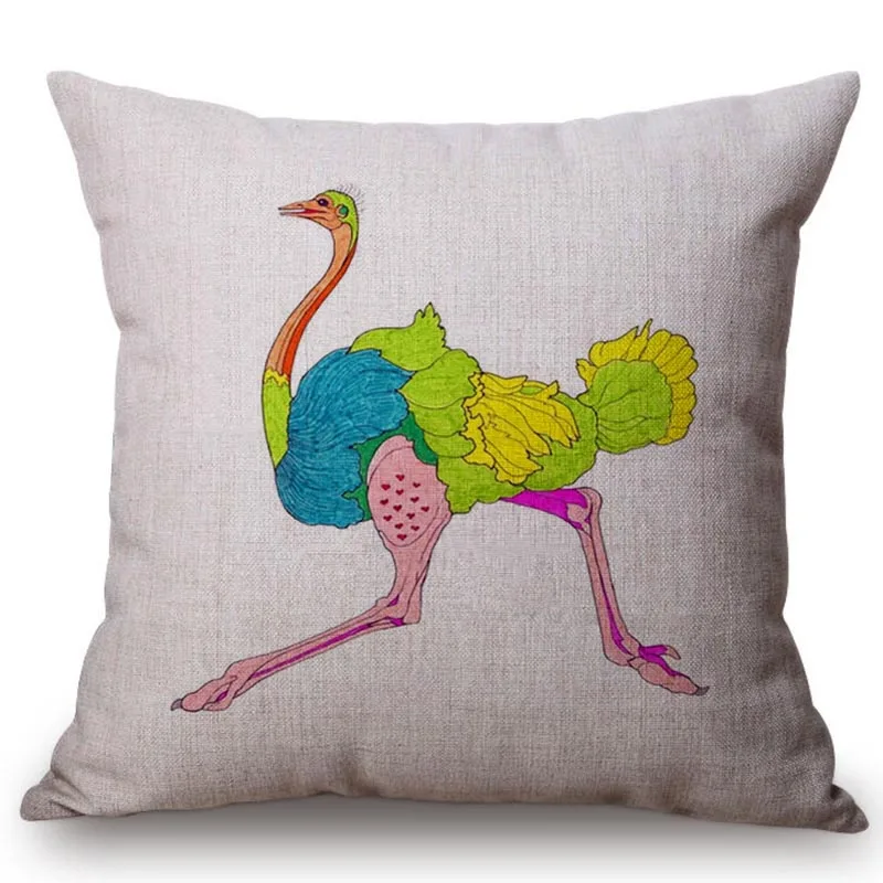 Чехол для подушки в виде слона жирафа страусиного стиля цветной рисунок дикий