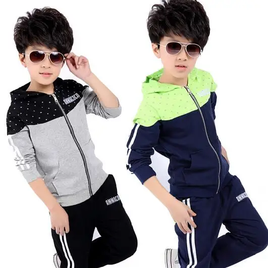 New spring autumn kids clothes sets children casual 2 pcs suit jackets hoodies+pants baby set boys sport outwear 4-12 years |