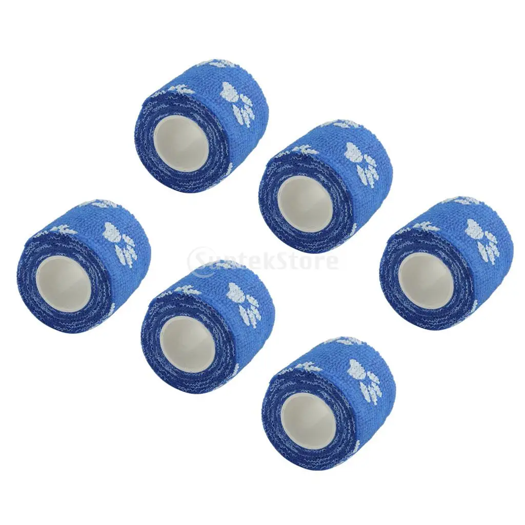 

6 Pcs Cat Dog Pet Cohesive Bandage Gauze Tape Medical Care Wrap Claws Print