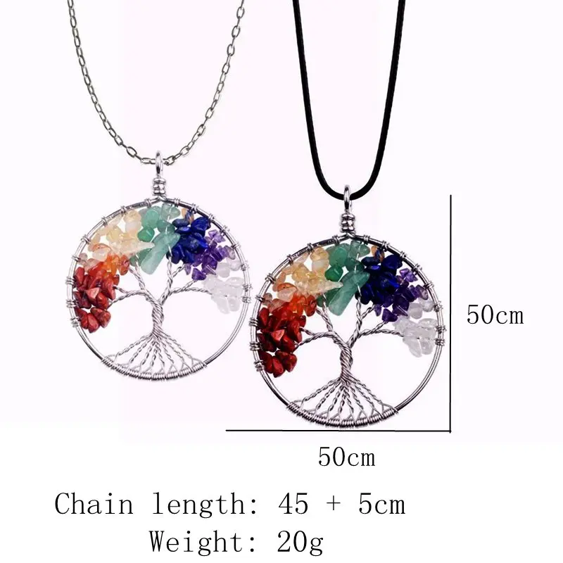 Tree of life Pendant handmade wire wrapped natural quartz stone necklace yoga pendant for woman 7chakras  gift