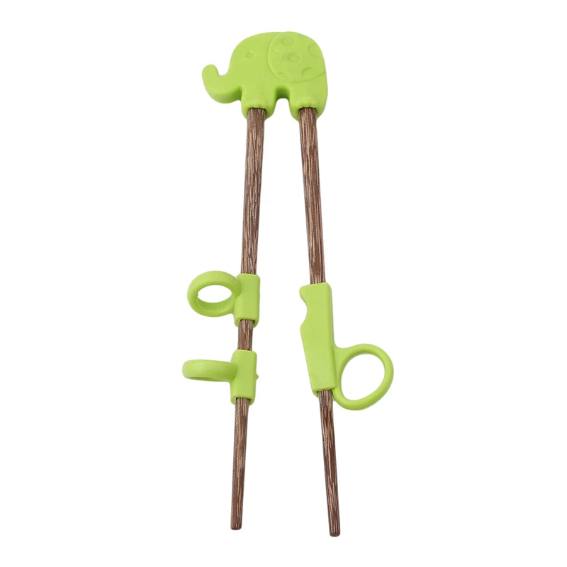 Green Elephant Милые детские палочки для еды для детей, детские деревянные Мультяшные Обучающие многоразовые соломенные учебные палочки для еды, домашние детские товары - Цвет: Green Elephant