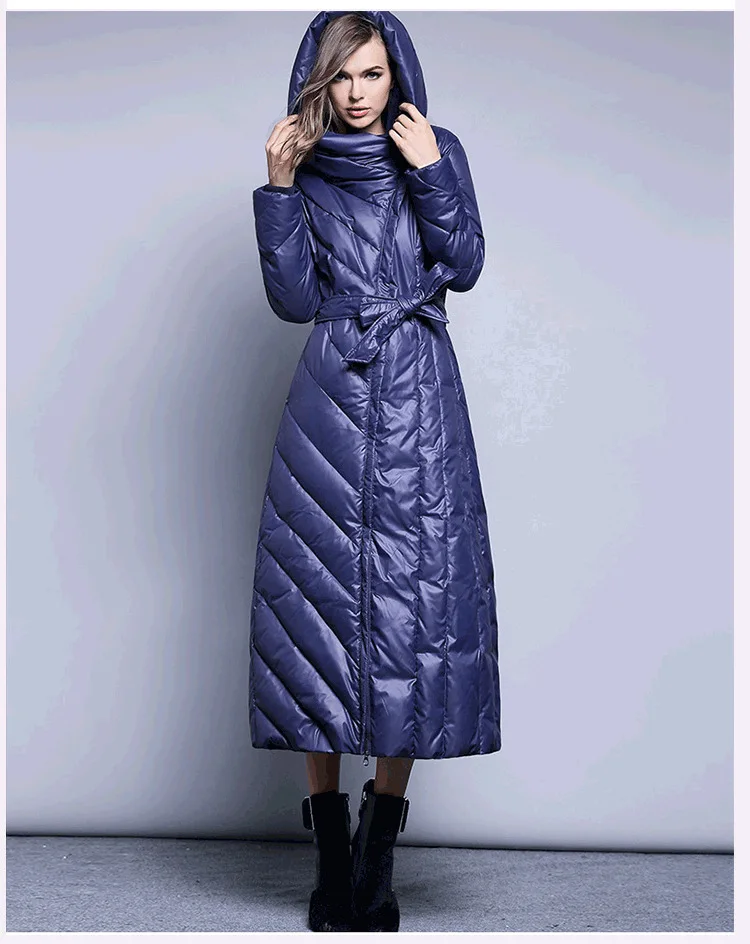 XS-7XL, плюс размер, 90% утиный пух, пальто, модный бренд, с капюшоном, длинный пуховик, для женщин, выше колена, тонкое, толстое, теплое пальто, T338