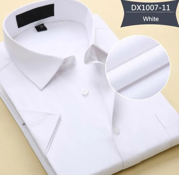 DX1007 11 Мужские однотонные хлопковые рубашки с коротким рукавом размера плюс S-8XL, мужские повседневные приталенные рубашки для мужчин - Цвет: DX1007 11