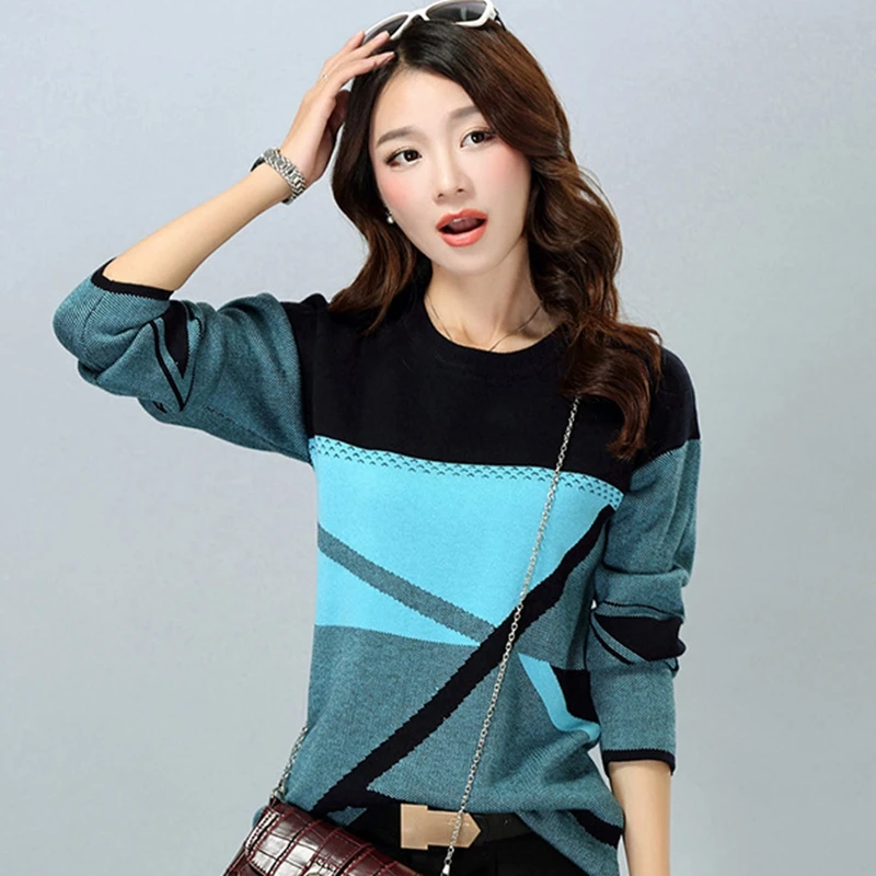 2019 весна/осень Новый Для женщин свитера вязать большой размер трикотажный