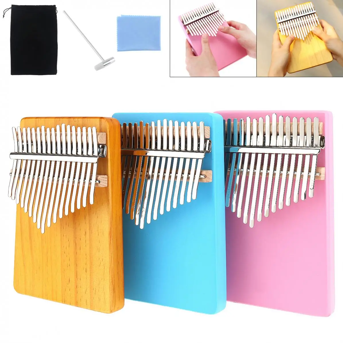 17 клавиш пианино Kalimba Одиночная доска сосна Mbira мини клавиатура инструмент