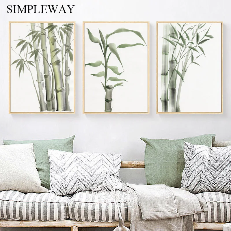 Chinese Style Watercolor Bamboo Wall Poster Zen Modern Canvas Art Print Painting Contemporary Home Office Decoration Picture | Дом и сад